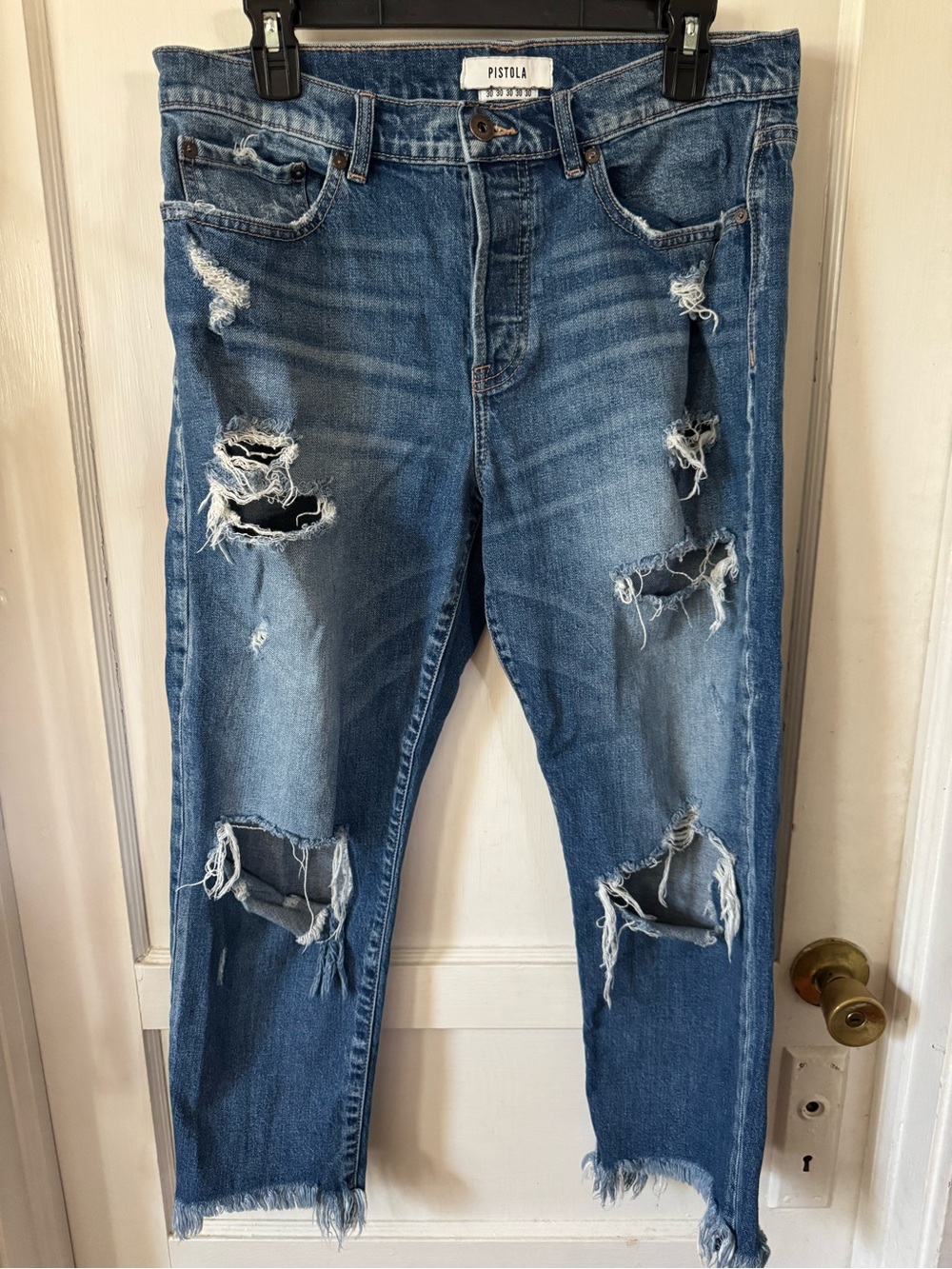 Pistola Women’s Distressed Blue Denim Jeans